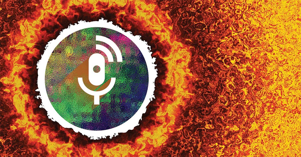 Psychedelic orange podcast logo