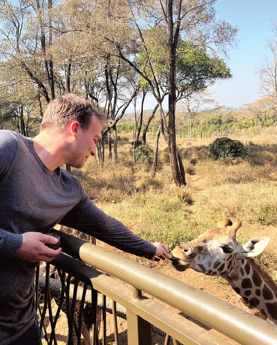 Brock Williams enjoying the wildlife in Nairobi