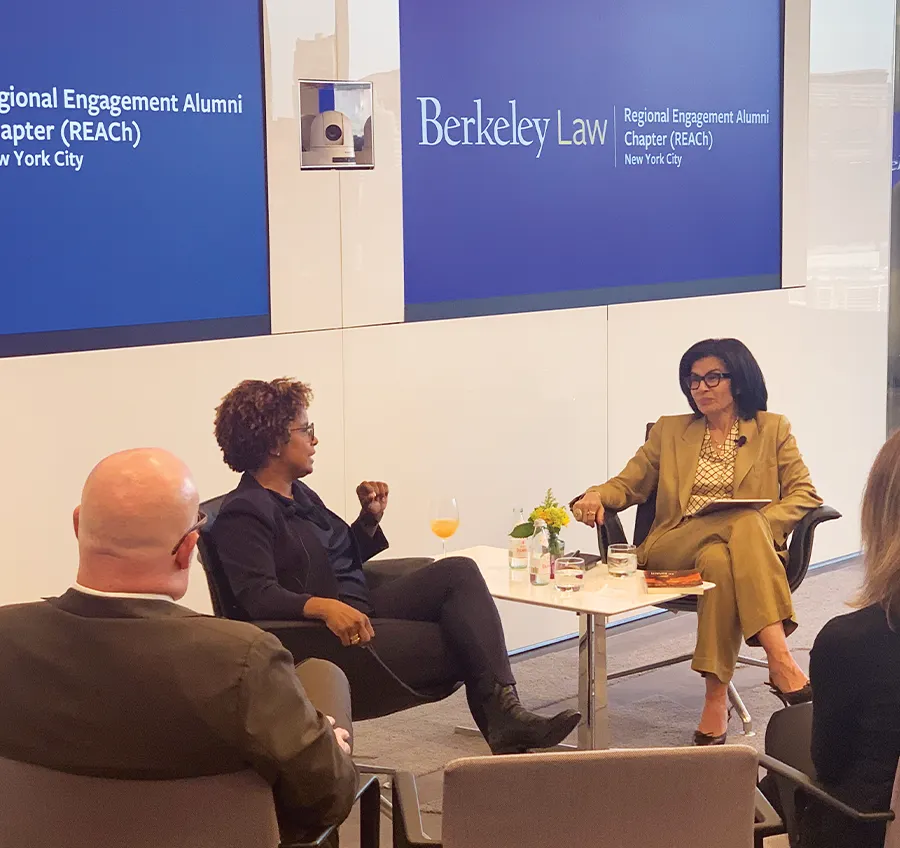 Sheila Foster answering questions journalist Jami Floyd at a New York City chapter event